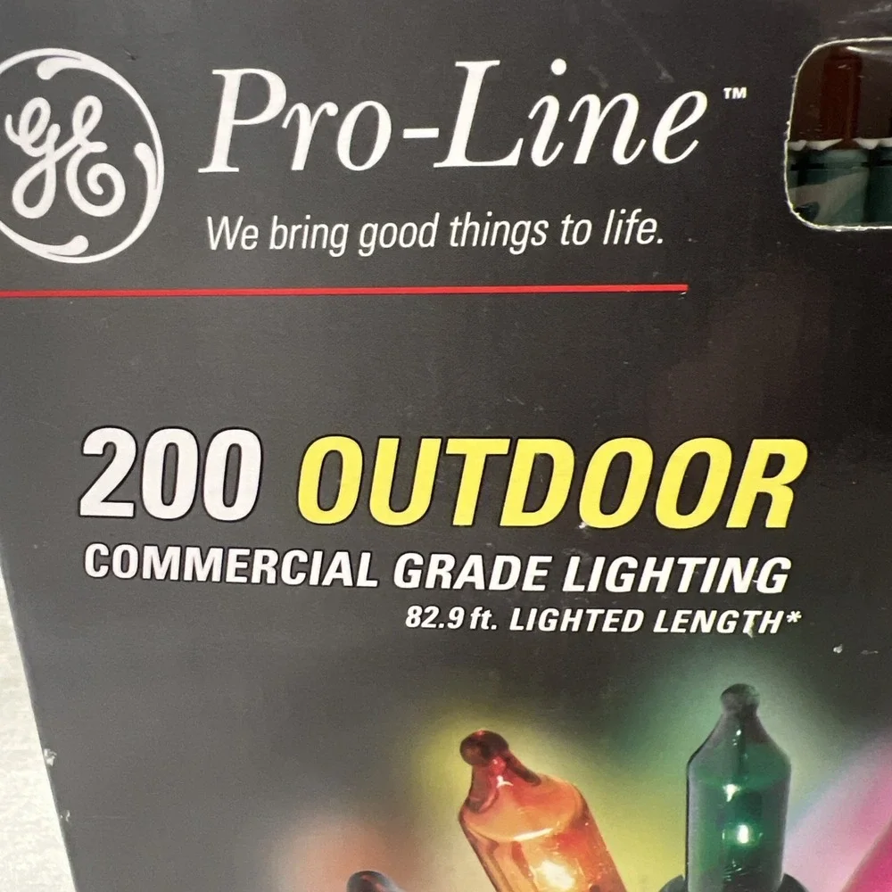 Vtg GE Pro-Line 200 Commercial Grade Mini Lights Multi Green Wire Stay Lit 82.9'